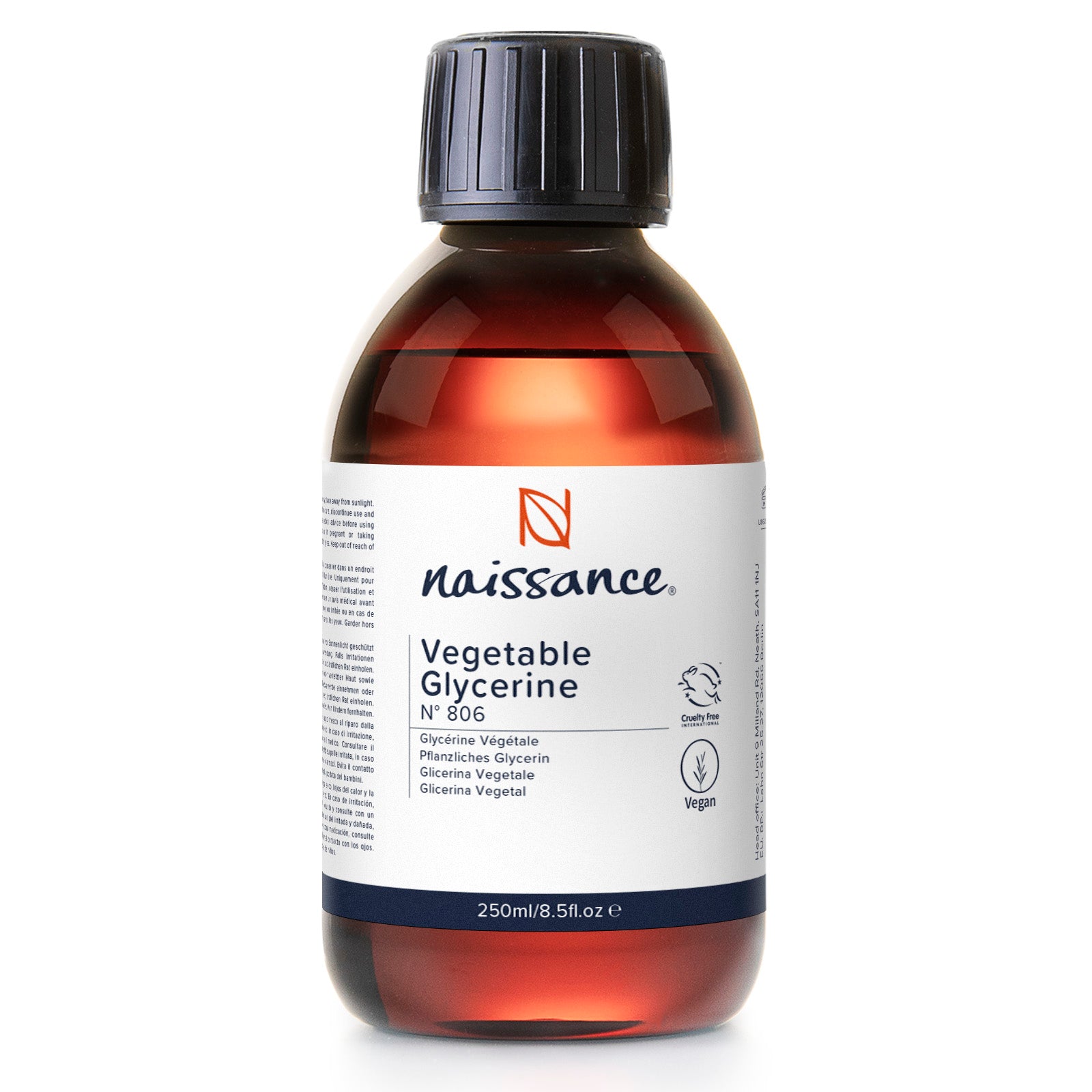 Naissance Vegetable Glycerine (Glycerol) Liquid (No. 806) 250ml - 100% Pure 